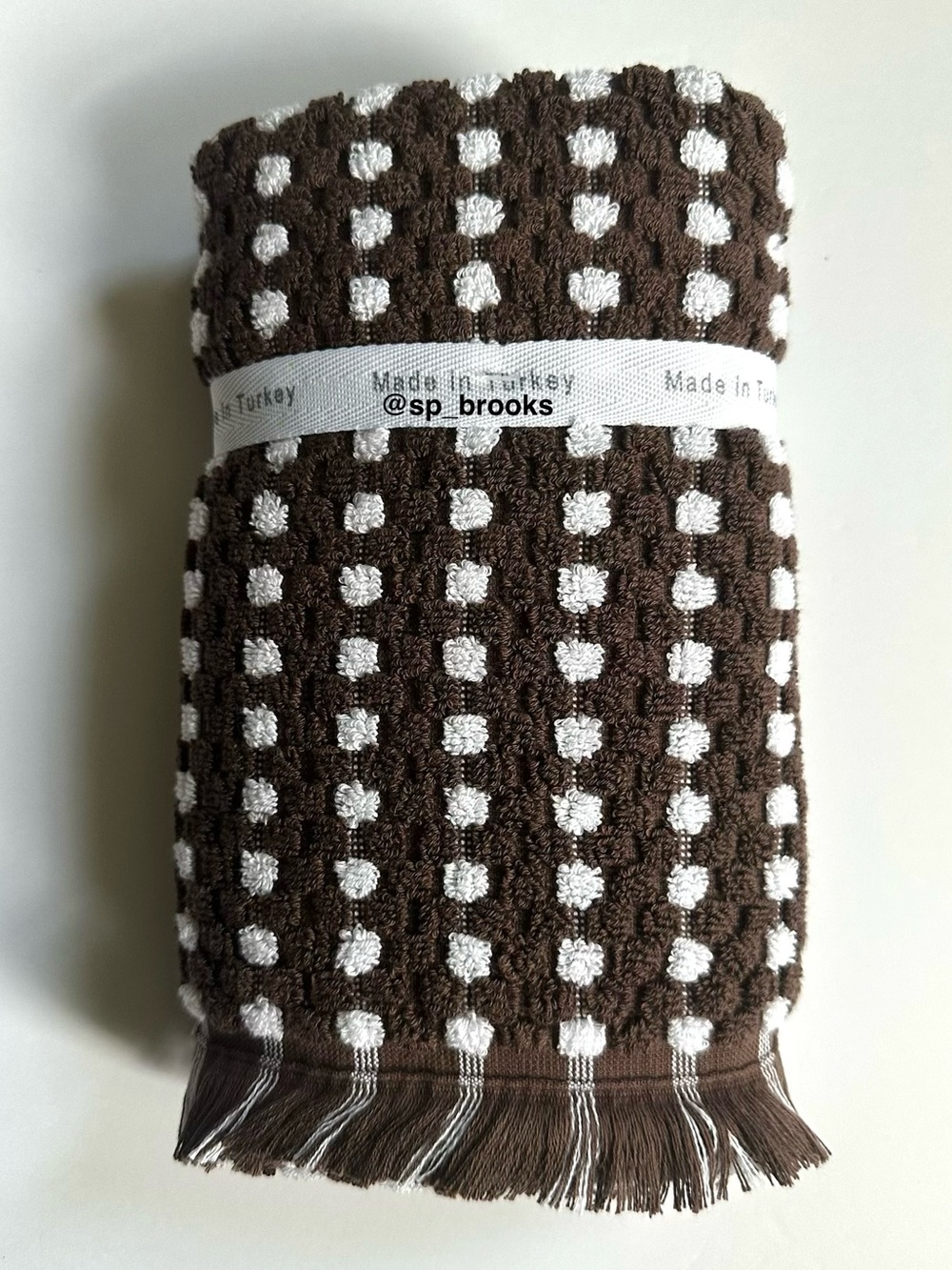 🎁6PC Brooks Brothers Premium Turkish Cotton Bath Towel Set - Brown and White - Picture 6 of 12